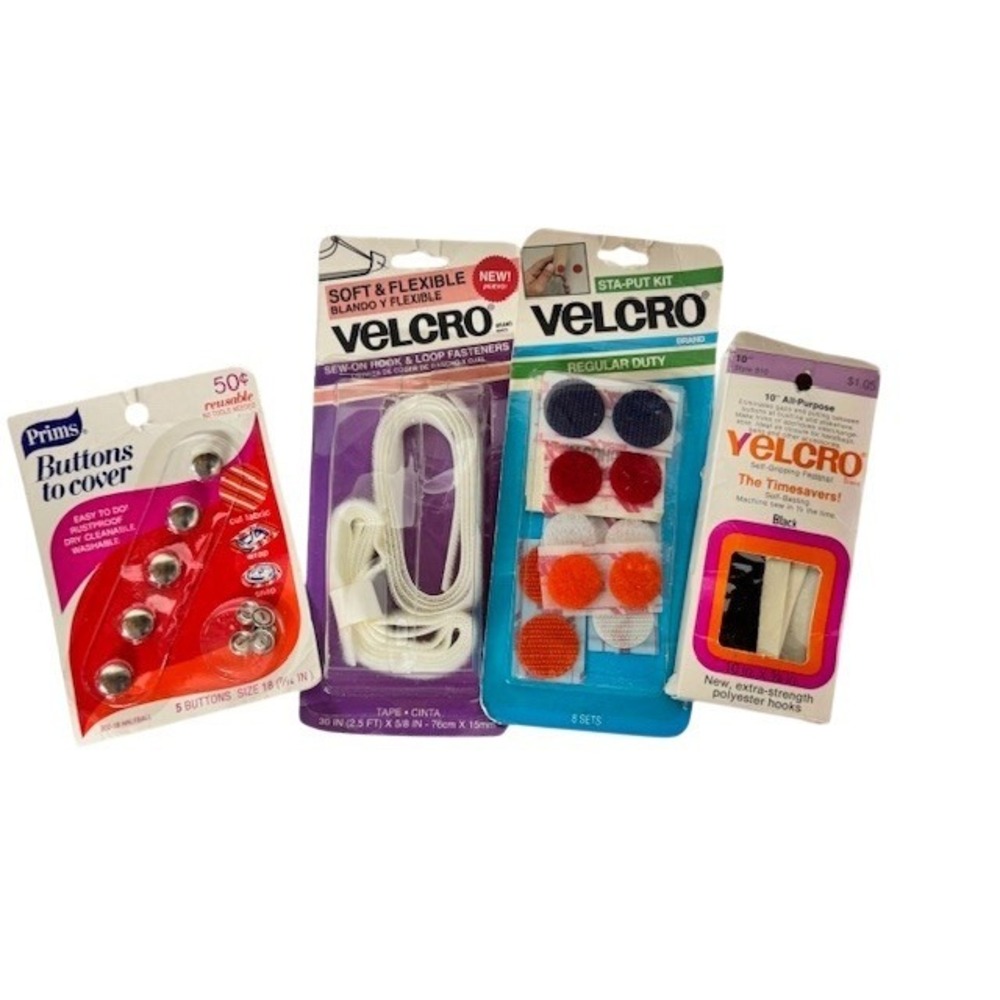 Vintage Velcro Fasteners & Prims Buttons to Cover Sewing Notion Lot New NOS